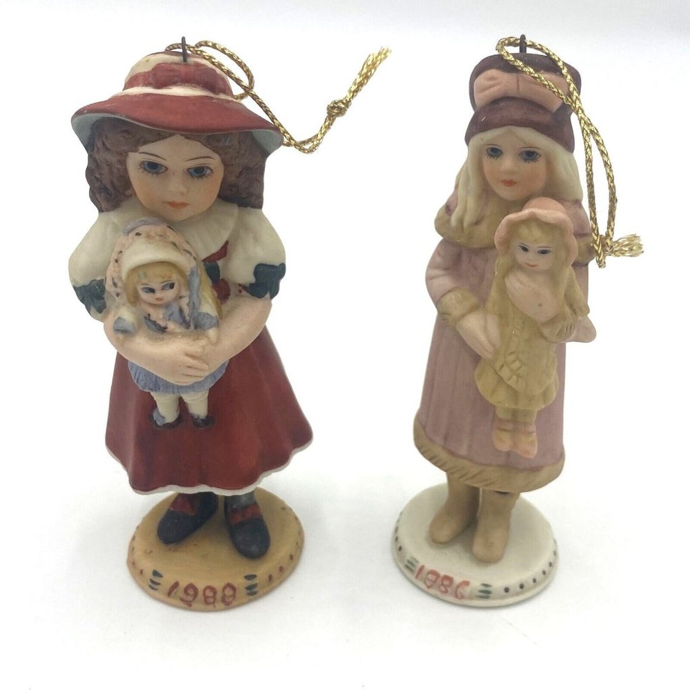 Set of 2 Jan Hagara Royal Orleans 1 Year Edition Year Porcelain Doll Ornaments